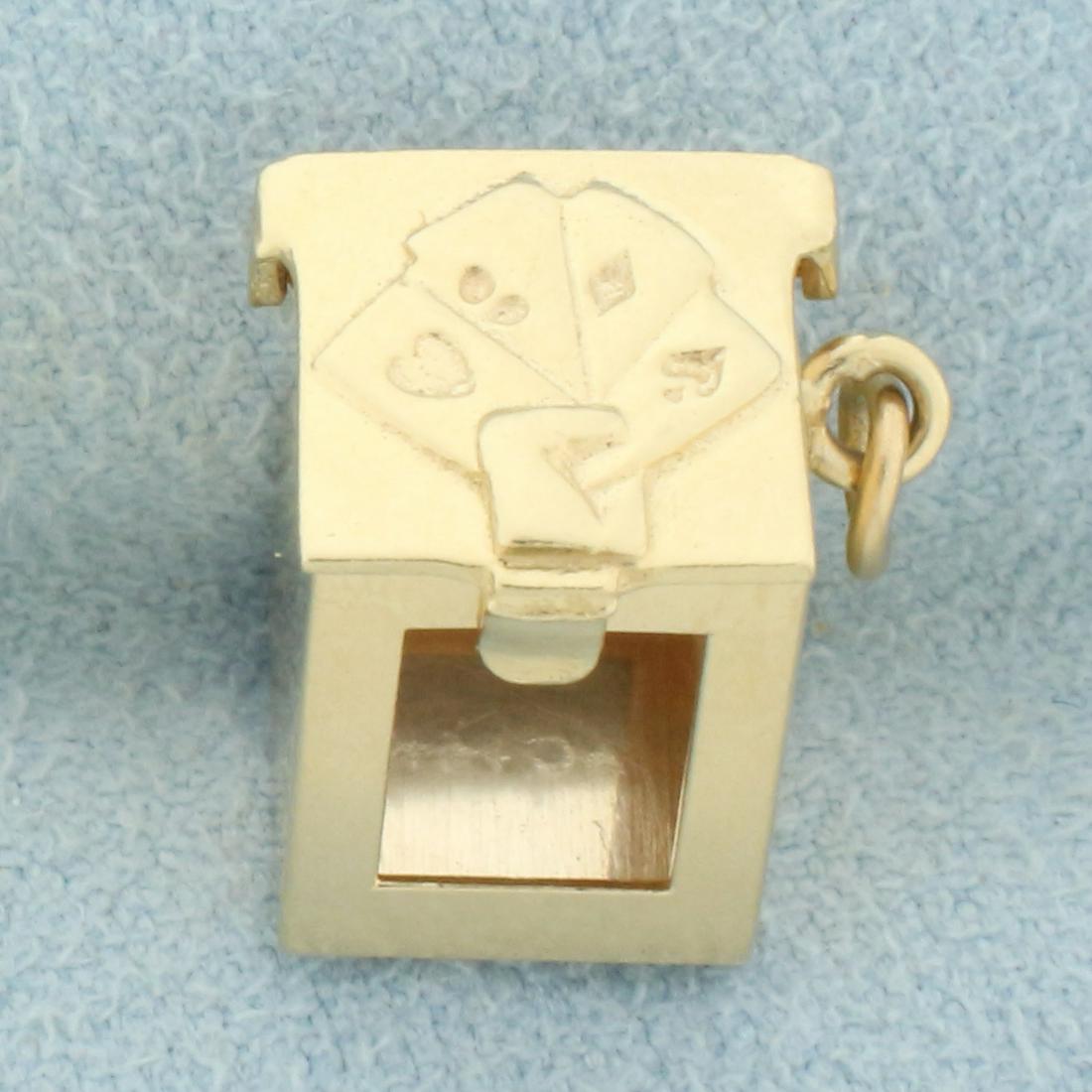 Deck of Cards Box Charm or Pendant in 14K Yellow Gold: In 14K Yellow Gold. Box opens. 1/2 inch long. 2.7g.