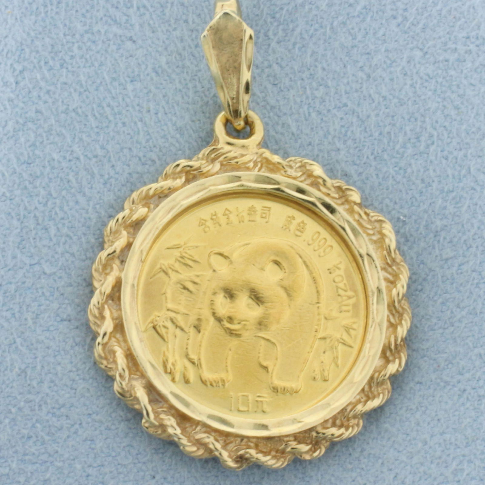 Chinese gold panda shop coin necklace