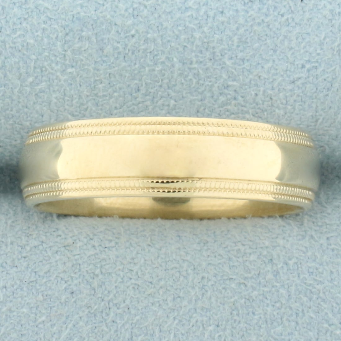 Mens Milgrain Beaded Edge Wedding Band Ring in 14K Yellow Gold: In 14K Yellow Gold. Size 11 3/4, 6.3mm wide. 8.6g.