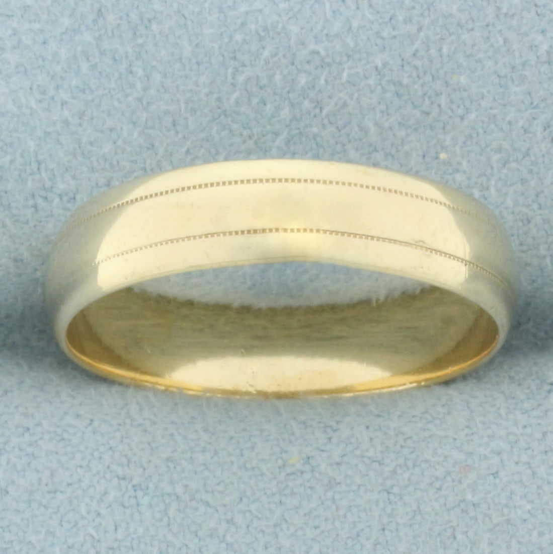 Mens Half Dome High Polish Wedding Band Ring In 14k Yellow Gold: In 14k yellow gold. 5mm wide. Size: 10.5. 3.9g.