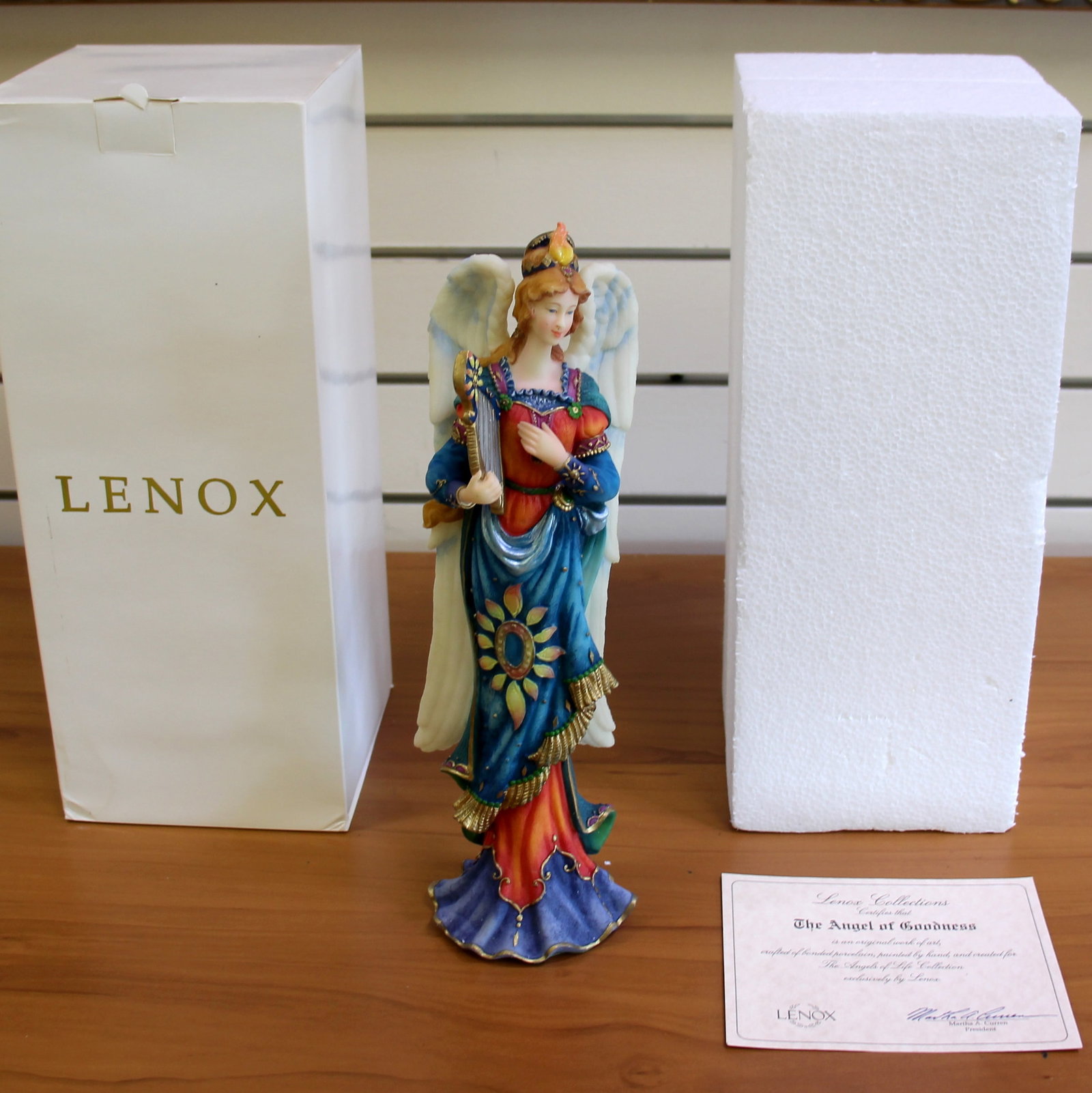 Lenox The Angel of Goodness Fine Porcelain Figurine: Fine Porcelain. 11.5 inches tall, 3.5 inches wide. No defects, in great condition. Comes with original box as shown in picture.