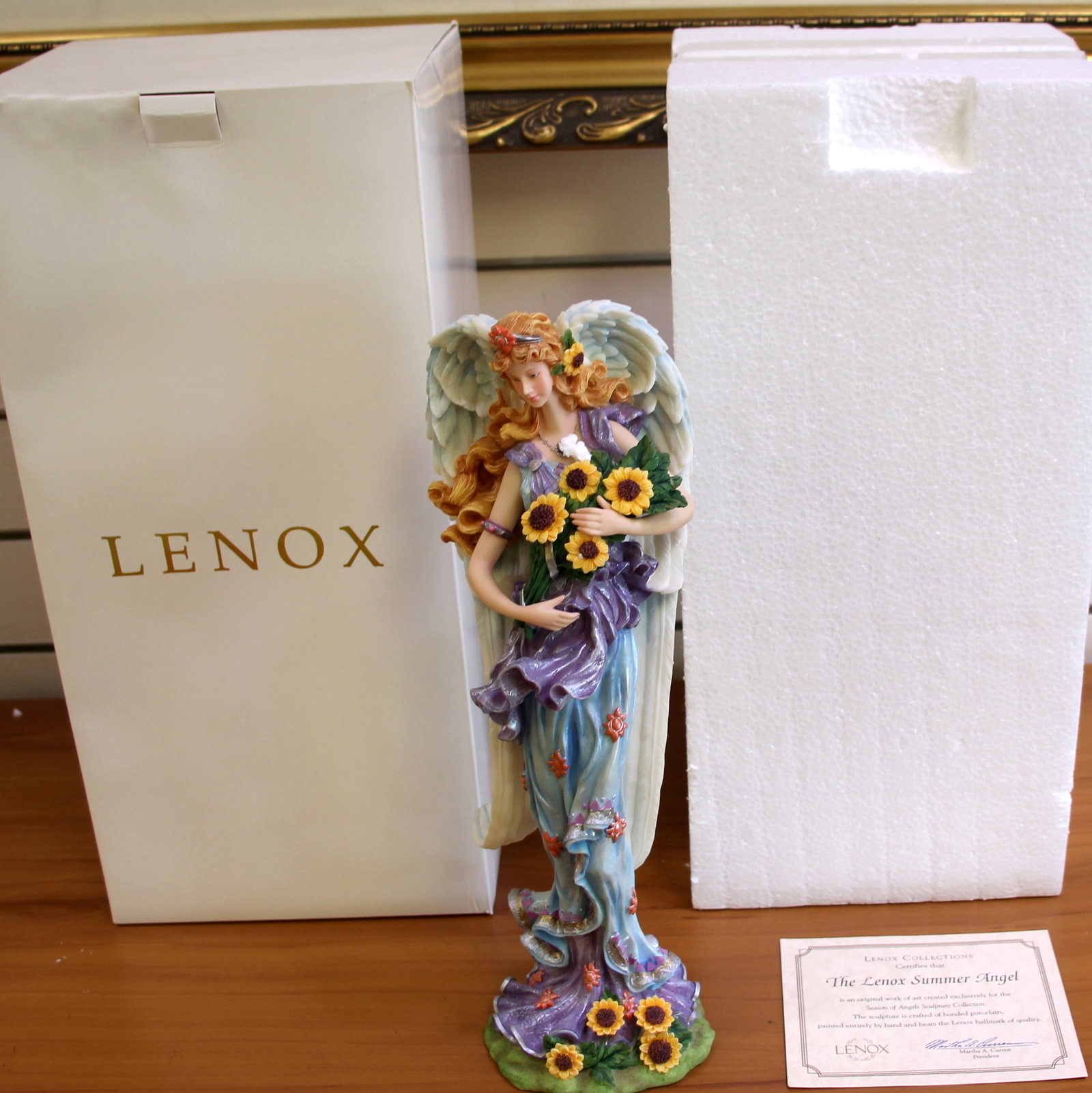 Lenox Summer Angel Fine Porcelain Figurine: Fine Porcelain. 12 3/4 inches tall, 4 inches wide. No defects, in great condition. Comes with original box as shown in picture.