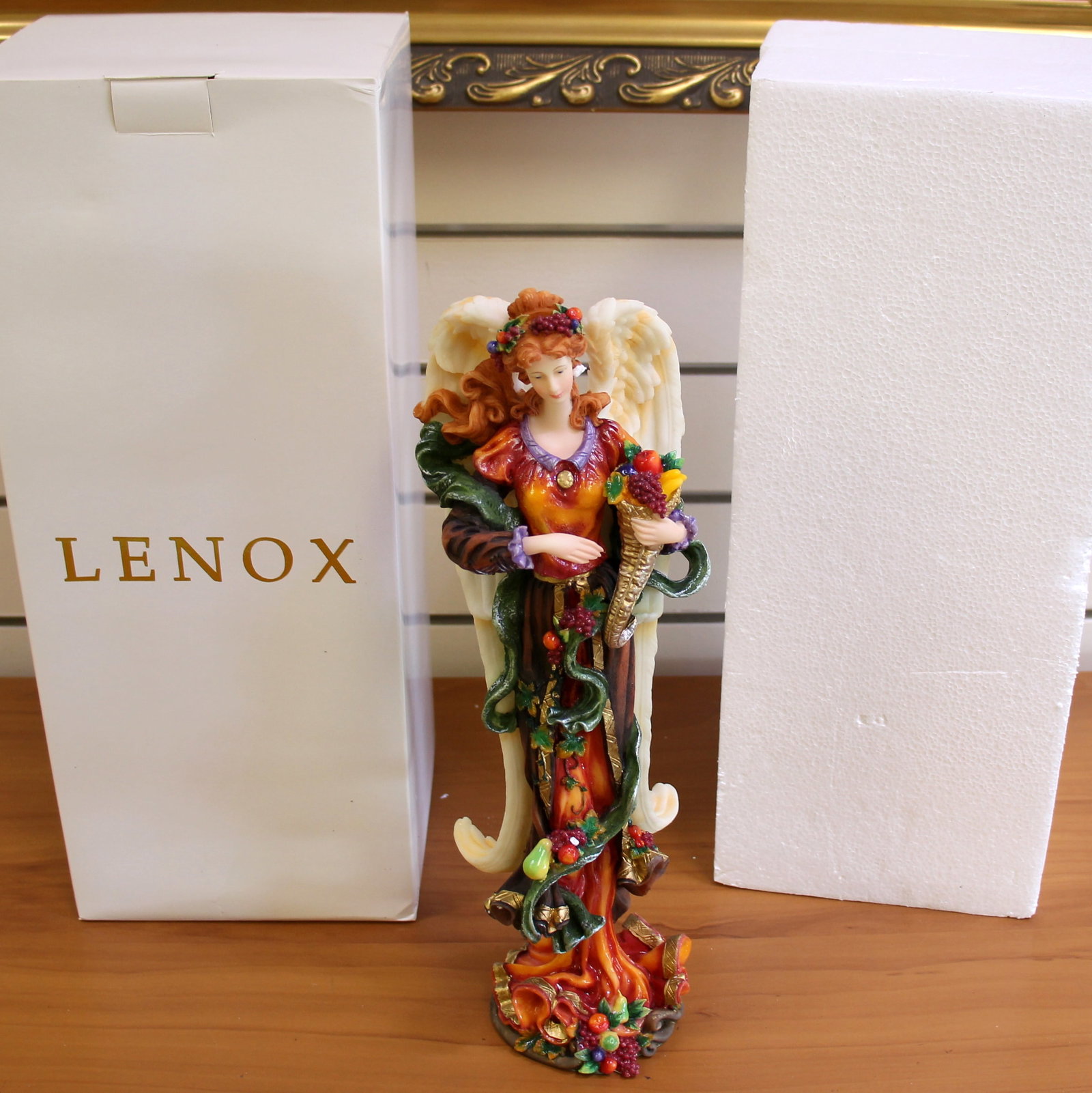 Lenox Harvest Angel Fine Porcelain Figurine: Fine Porcelain. 12 3/4 inches tall, 3 1/4 inches wide. No defects, in great condition. Comes with original box as shown in picture.