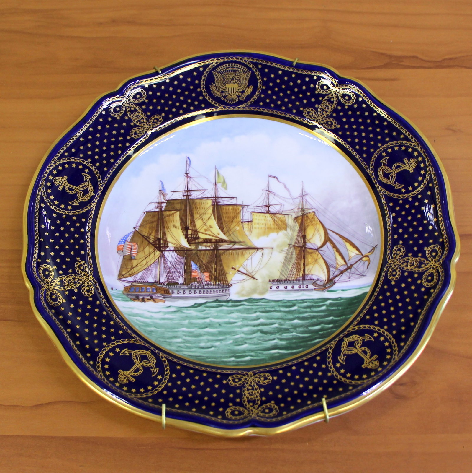 Spode Collectors Plate Naval War of 1812 No. 4: United States Maritime Plate Series, Naval Engagements of the War of 1812 No. 4, U.S.S Chesapeake taken by HMS Shannon 1st June 1813. Great condition, no defects.