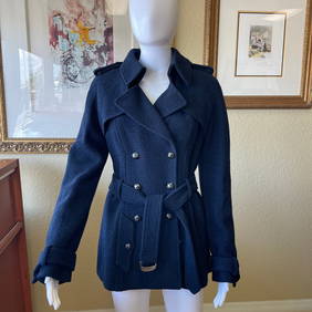 Chanel 08C Runway Coco Line Navy Tweed Double Breasted Short Trench Coat 38 (1 of 10)