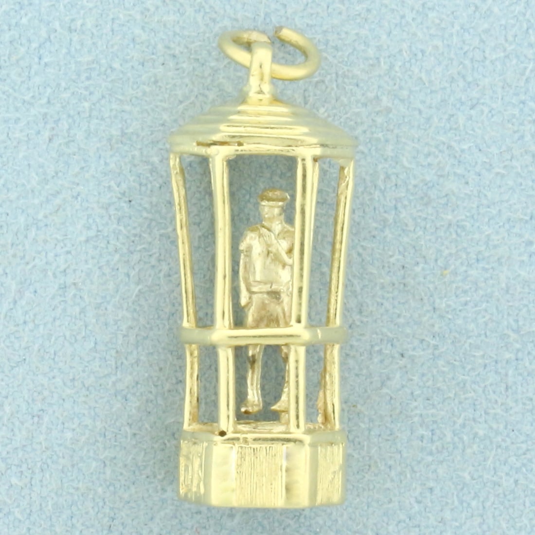 Bird Cage Traffic Policeman Hamilton Bermuda Pendant in 14K Yellow Gold: In 14K Yellow Gold. 1 1/4 inches long, 1/2 inch wide. 5.1g.