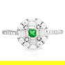 Lab Emerald & White Sapphire Target Halo Ring in Platinum over Sterling Silver