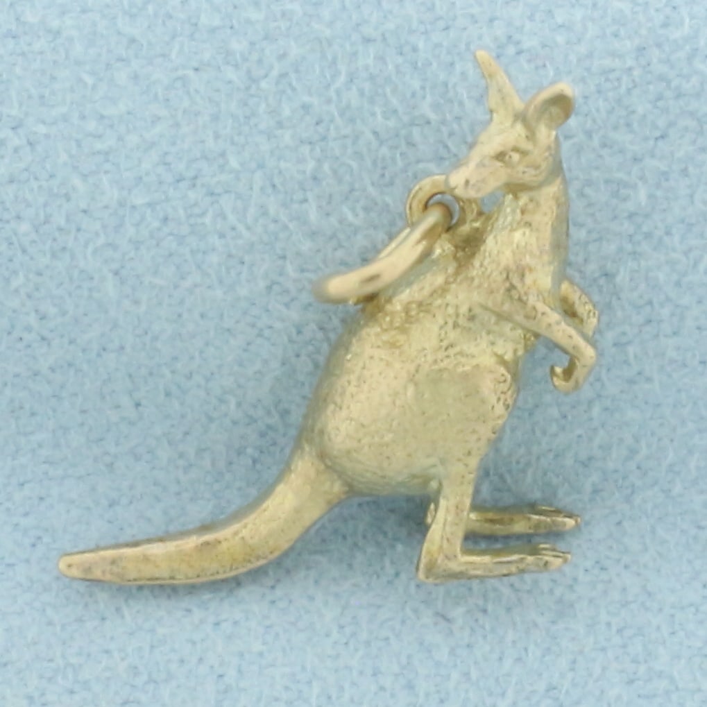3-D Kangaroo Charm in 9k Yellow Gold: In 9k yellow gold. 3/4 inches long and 7/8 inches wide. 3.5g.