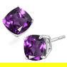 8MM Cushion Cut Amethyst 4CTW Stud Earrings in Sterling Silver