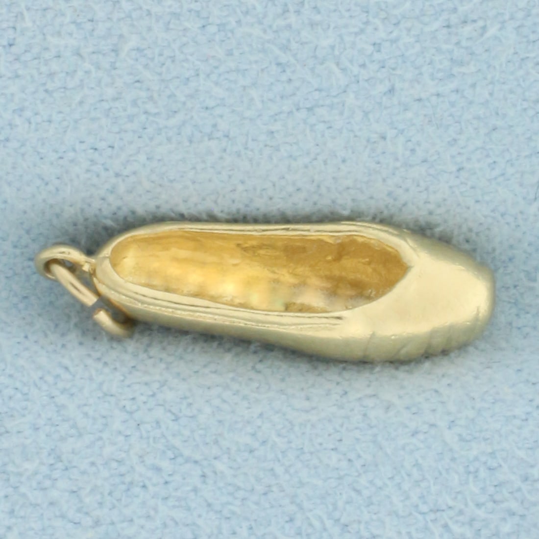Ballerina Shoe Charm or Pendant in 14k Yellow Gold: In 14k yellow gold. 3/4 inch long and 1/8 inch wide. 1.3g.