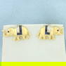 Sapphire, Ruby, and Diamond Elephant Earrings in 18k Yellow Gold