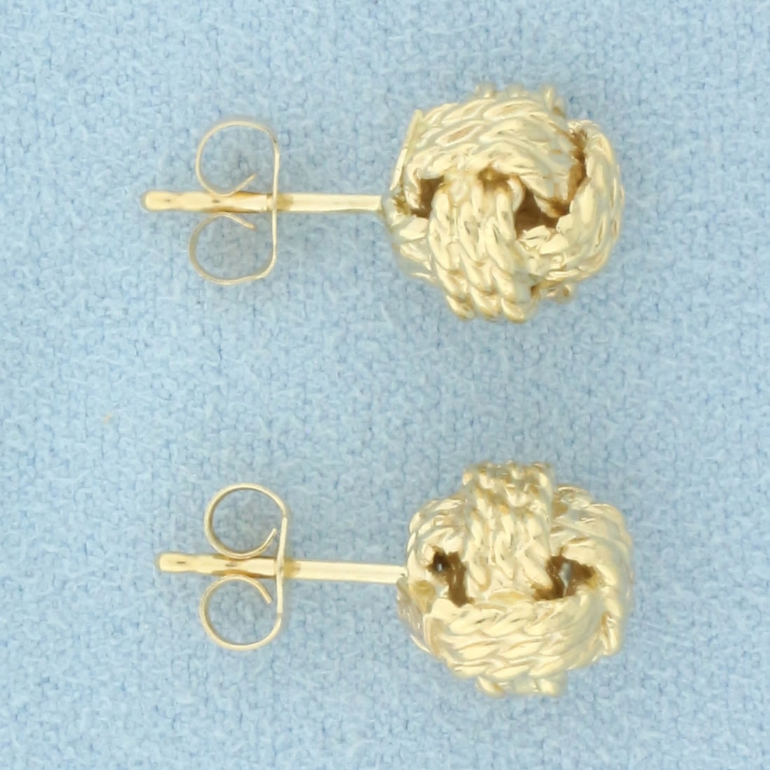 Sailor's Rope Knot Ball Earrings in 14k Yellow Gold: In 14k Yellow Gold. 8.4mm diameter. Friction backs. 4.9g.