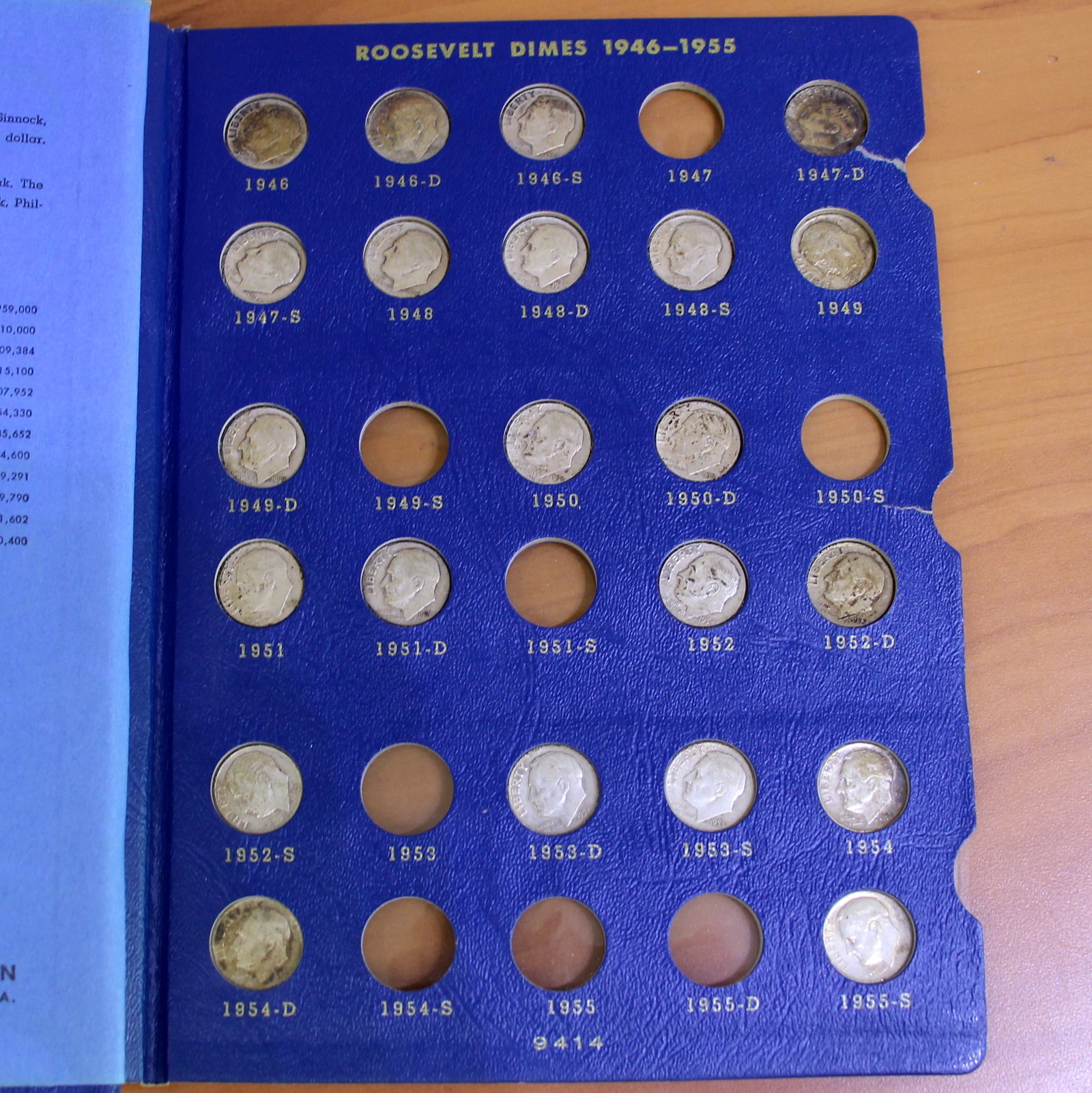 Roosevelt Silver Dime Coin Album 1946-1964: Contains 42 .900 Silver dimes. Comes with album.