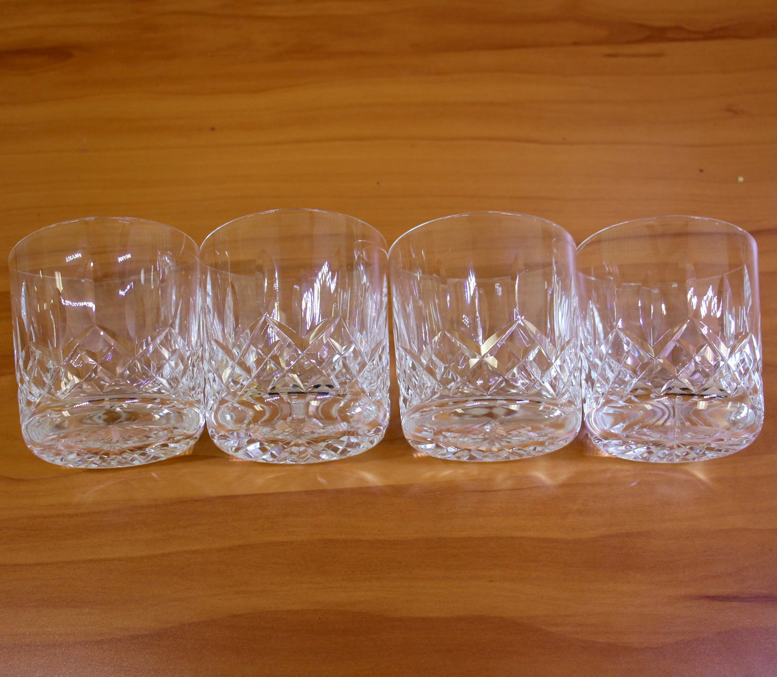 Waterford Lismore Crystal Old Fashioned Glasses Set of 4: Four 3 3/8 inch old fashioned glasses. Old Gothic Waterford mark. Excellent condition.