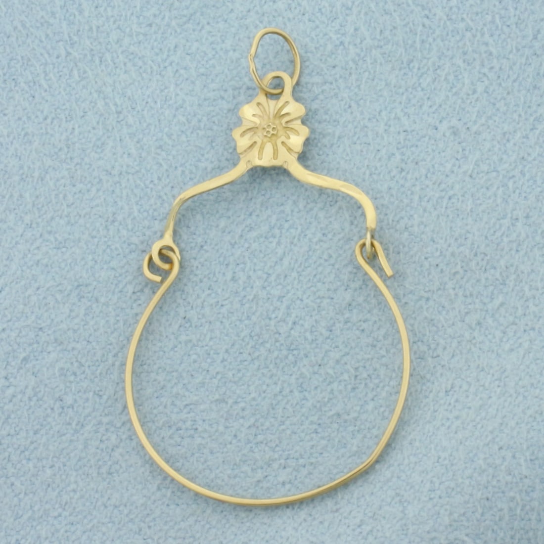 Charm Holder Pendant in 14k Yellow Gold: In 14k Yellow Gold. 1 1/2 inch long. 7/8 inch wide at widest point. 0.4g.