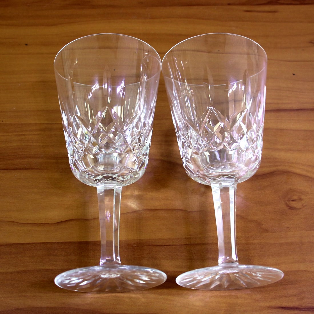 Waterford Lismore Crystal Water Goblets Set of 2: Two 6 7/8 inch tall water goblets. Old Gothic Waterford marking. Excellent condition.