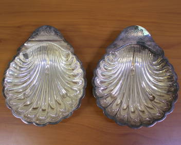 Antique Barker Brothers Fine English Silver Plated Heraldic Shell Bowls, Set of Two (1 of 5)