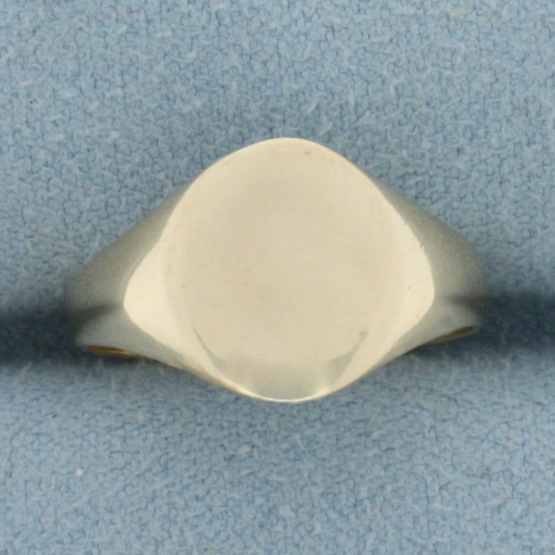Antique European Engravable Signet Ring in 9k Yellow Gold: In 9k Yellow Gold. 11.2mm wide at center. Size 6. 2.2g.