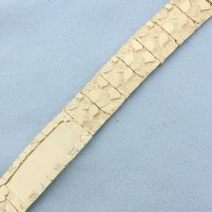 Mens Engravable Nugget I.D. Bracelet in 10k Yellow Gold