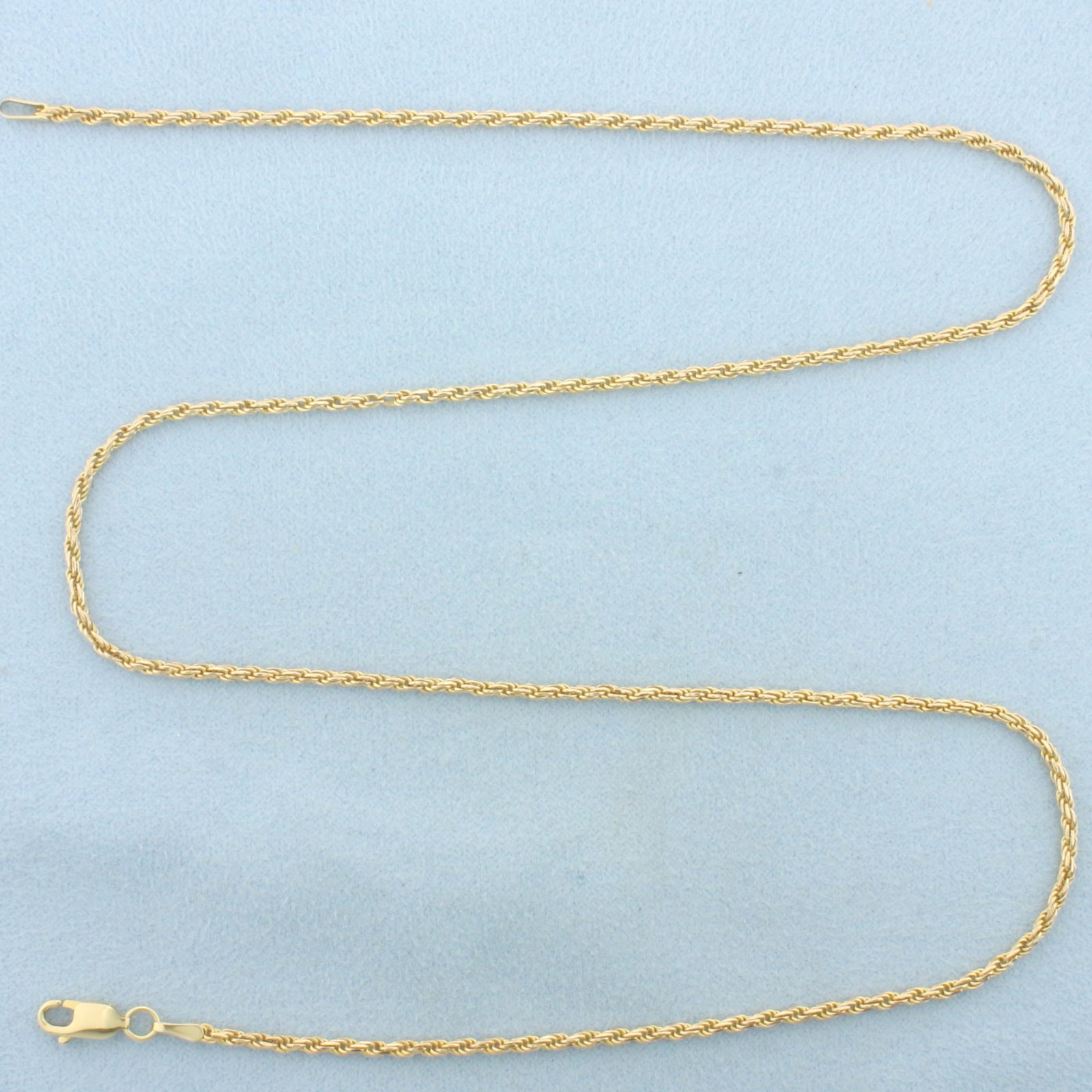 Italian 20 Inch Rope Link Chain Necklace in 14k Yellow Gold: In 14k Yellow Gold. 20 inches long. 1.6mm wide. Italian made. Lobster clasp. 7.0g