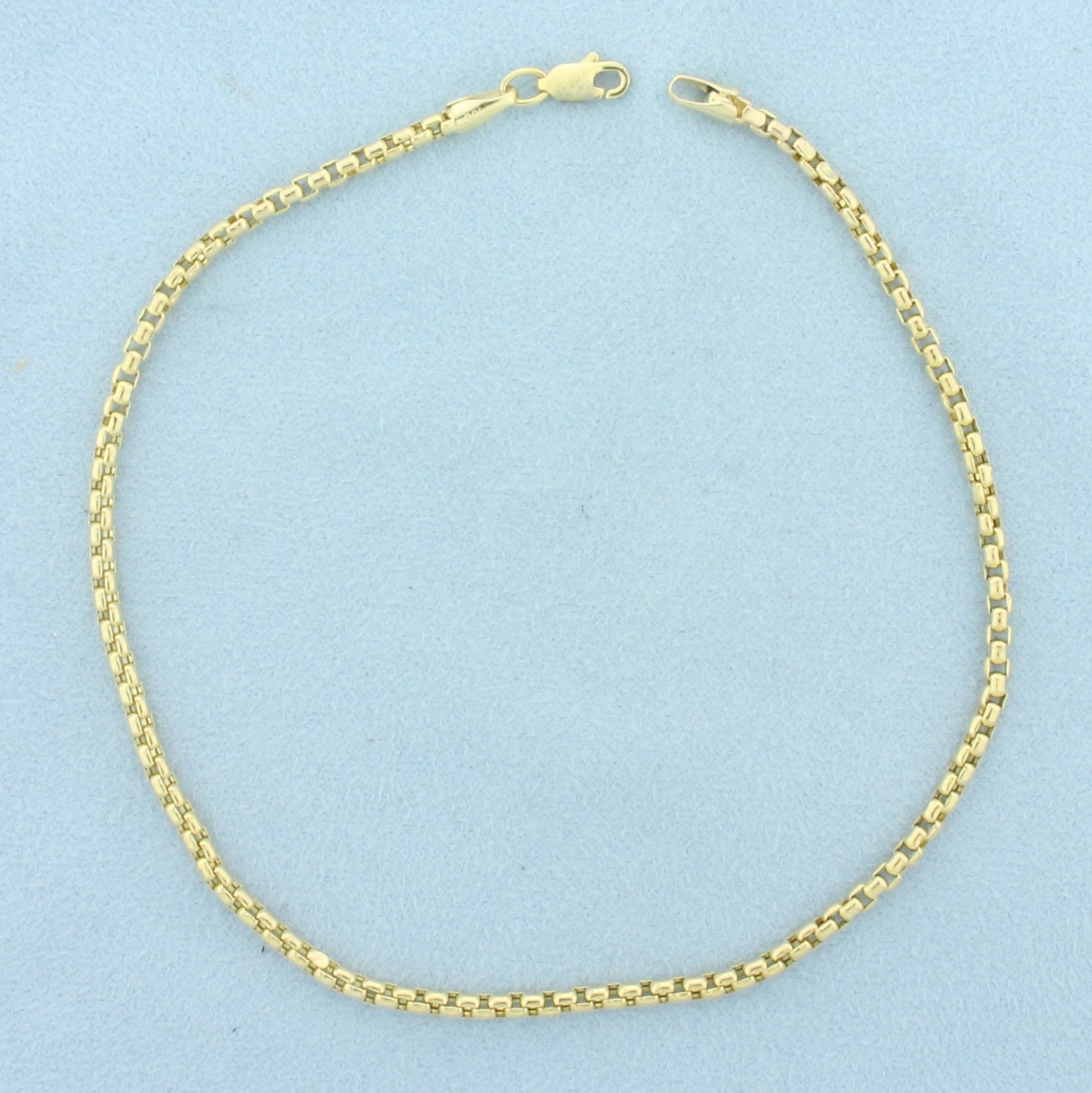 Square Cable Rolo Link Anklet in 14k Yellow Gold (1 of 2)
