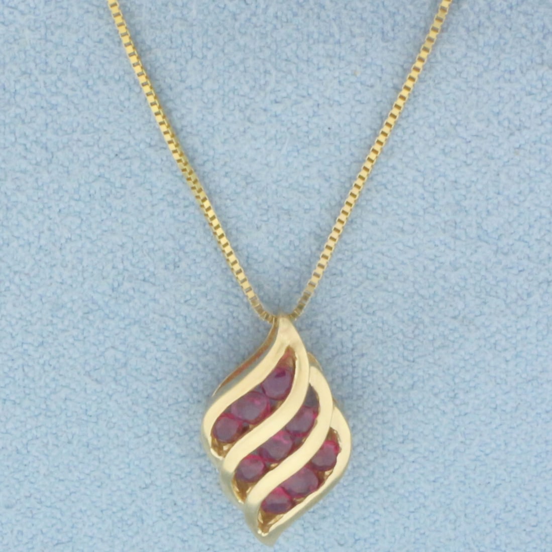 Italian Ruby Abstract Necklace in 14k Yellow Gold (1 of 2)