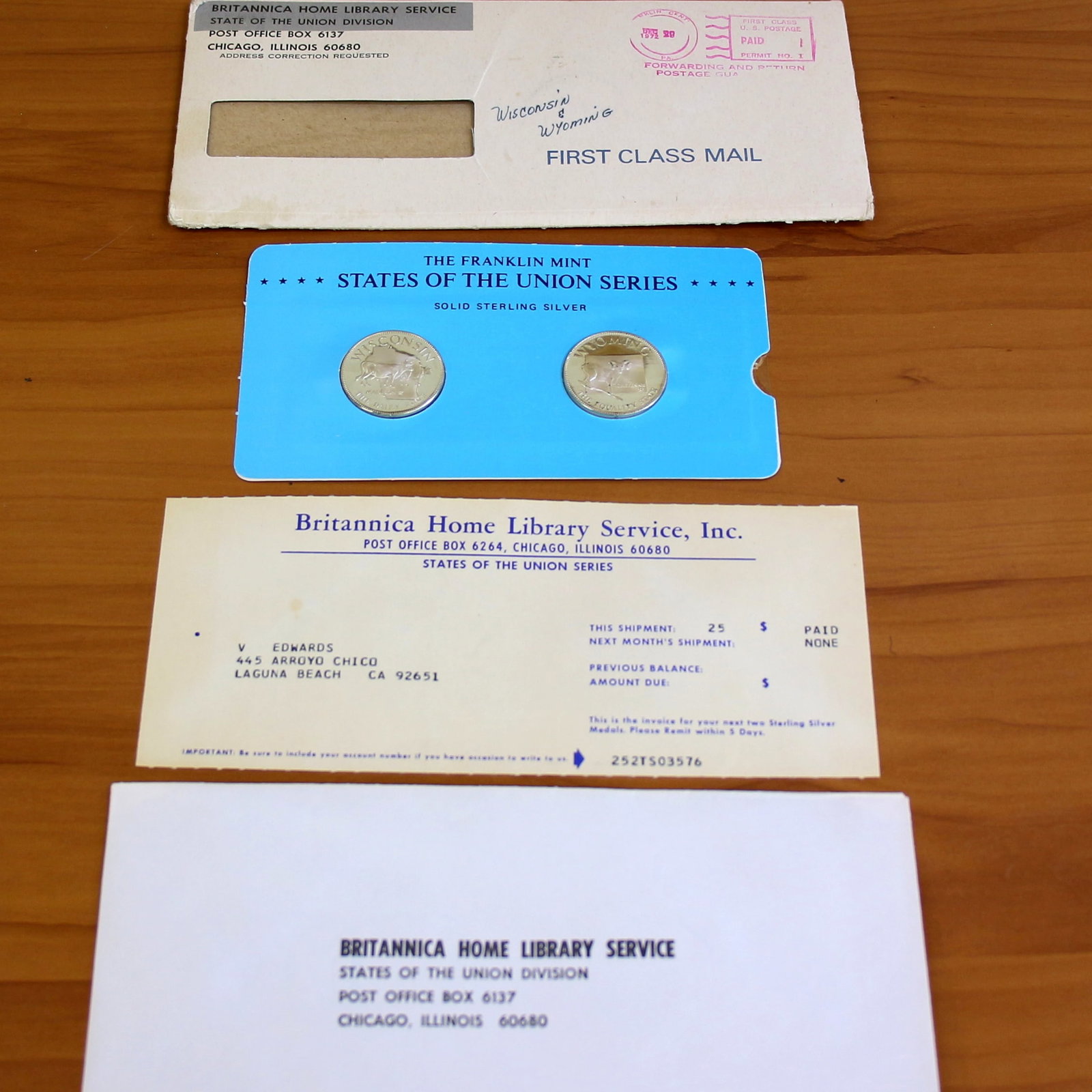 Franklin Min States of the Union Sterling Silver Coins Wisconsin and Wyoming Original Packaging (1 of 2)