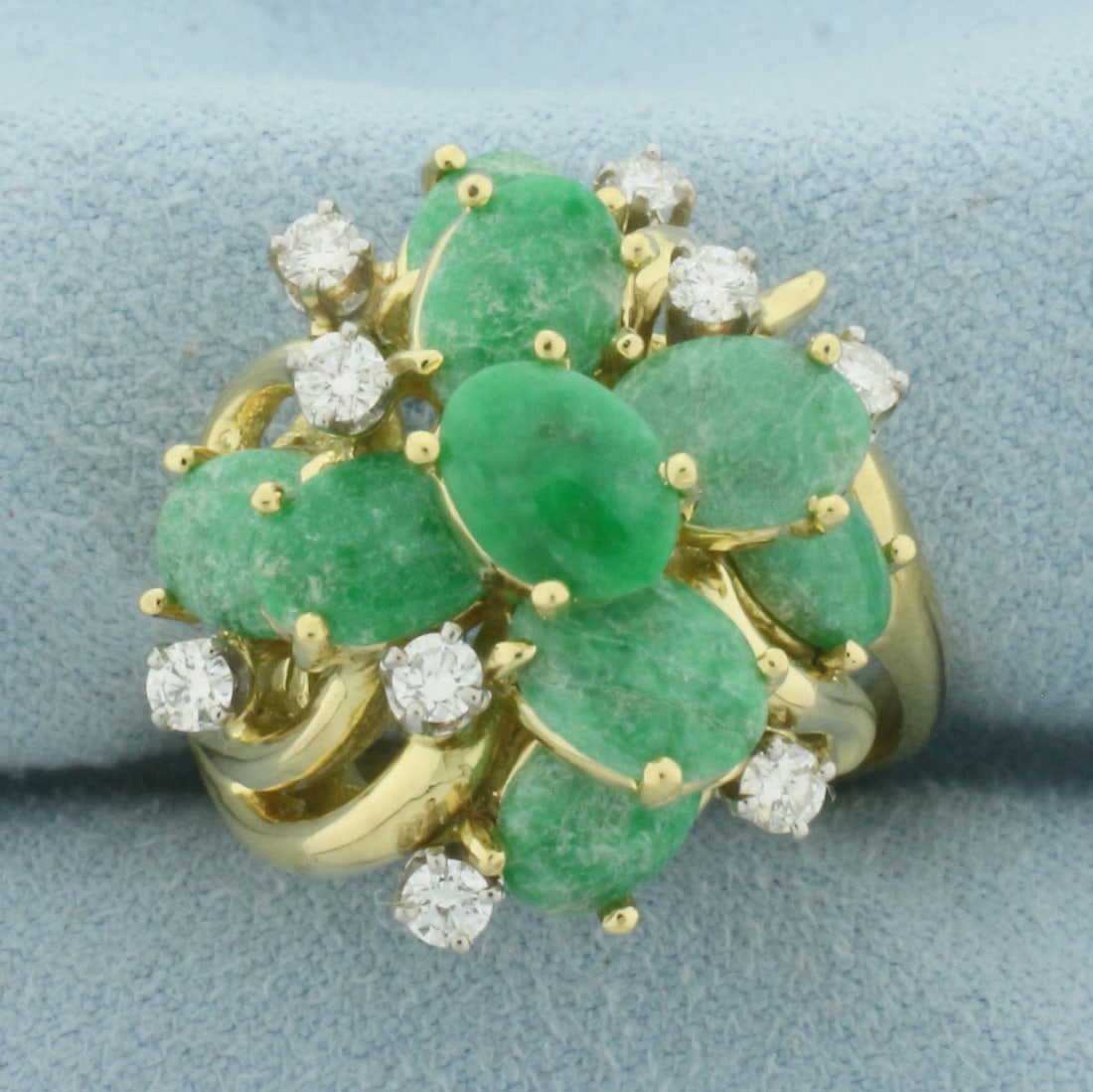 Jade and Diamond Statement Ring in 18k Yellow Gold (1 of 4)