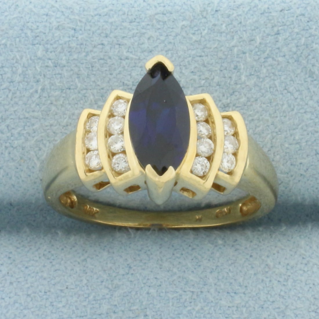 Vintage Sapphire and Diamond Ring in 14k Yellow Gold (1 of 4)