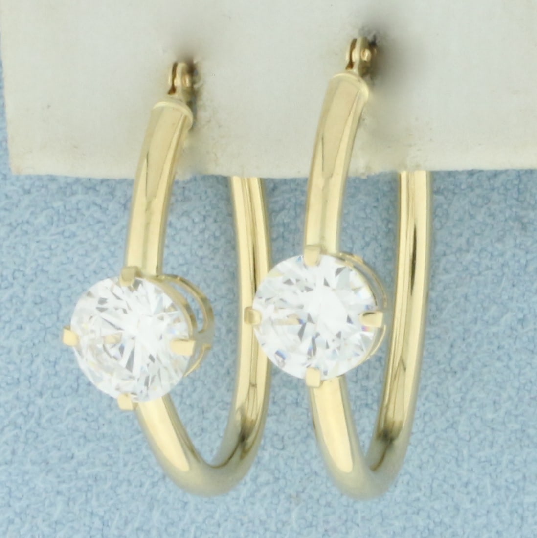 CZ Hoop Earrings in 14k Yellow Gold (1 of 2)