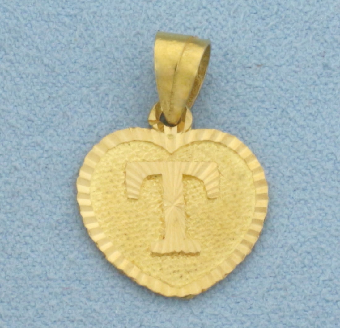 T Initial Monogram Heart Pendant in 21k Yellow Gold (1 of 2)