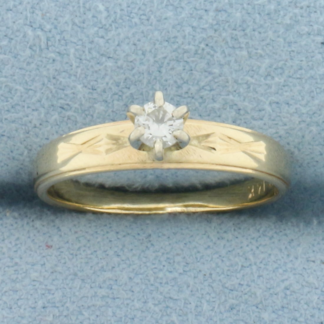 Vintage Diamond Solitaire Engagement Ring in 14k Yellow Gold (1 of 4)