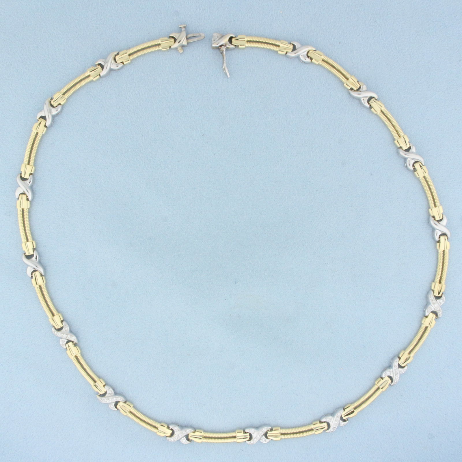 Cable Diamond Necklace in 14k Yellow and White Gold (1 of 2)