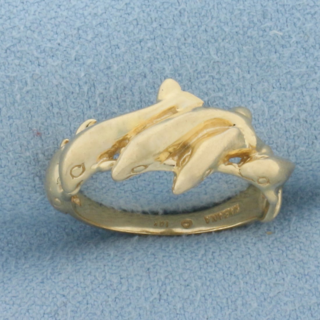 Designer Kabana Large 5 Dolphin Ring in 14k Yellow Gold (1 of 4)