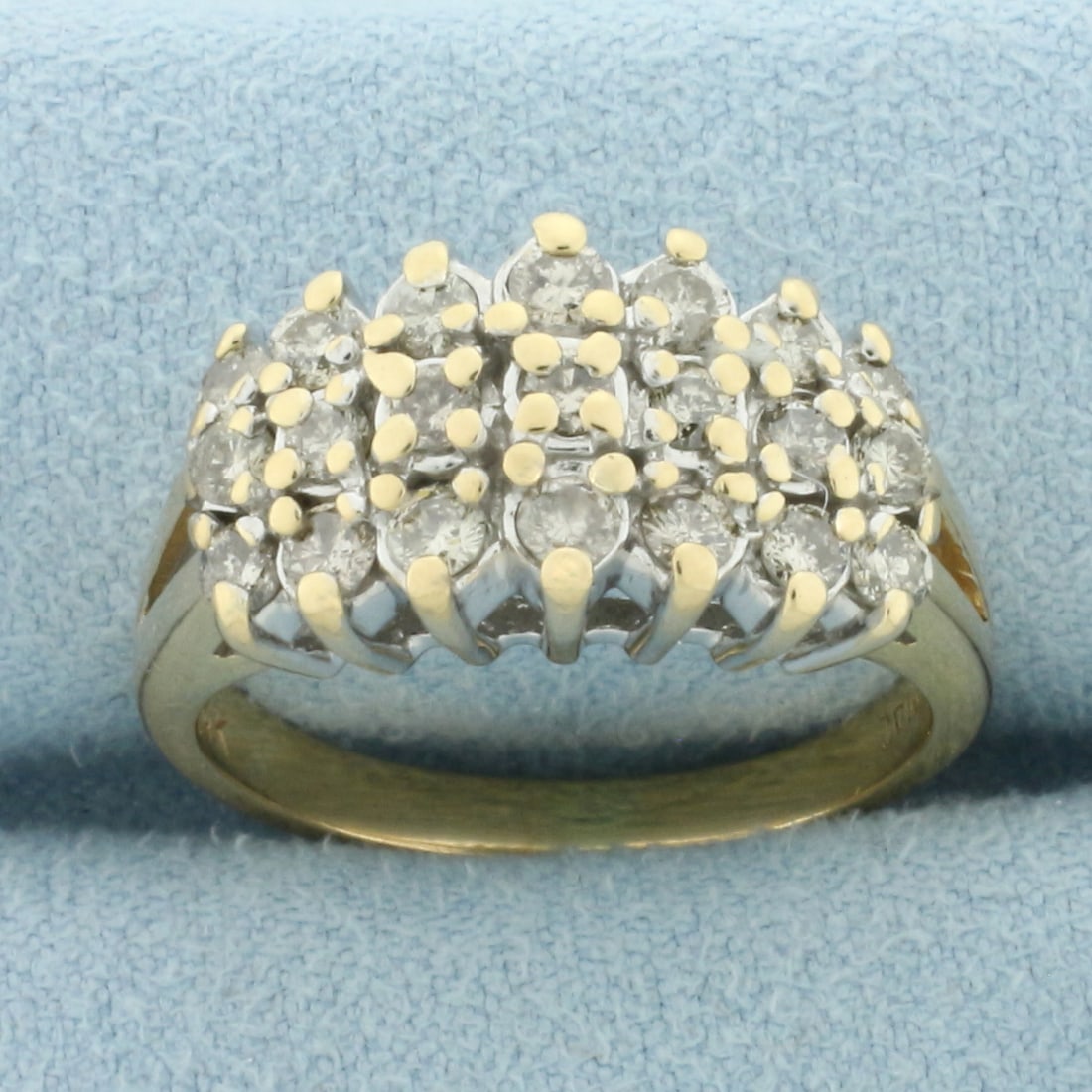 Three Row Diamond Split Shank Ring in 14k Yellow Gold (1 of 4)
