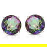 10MM Round Mystic Topaz Stud Earrings in Sterling Silver