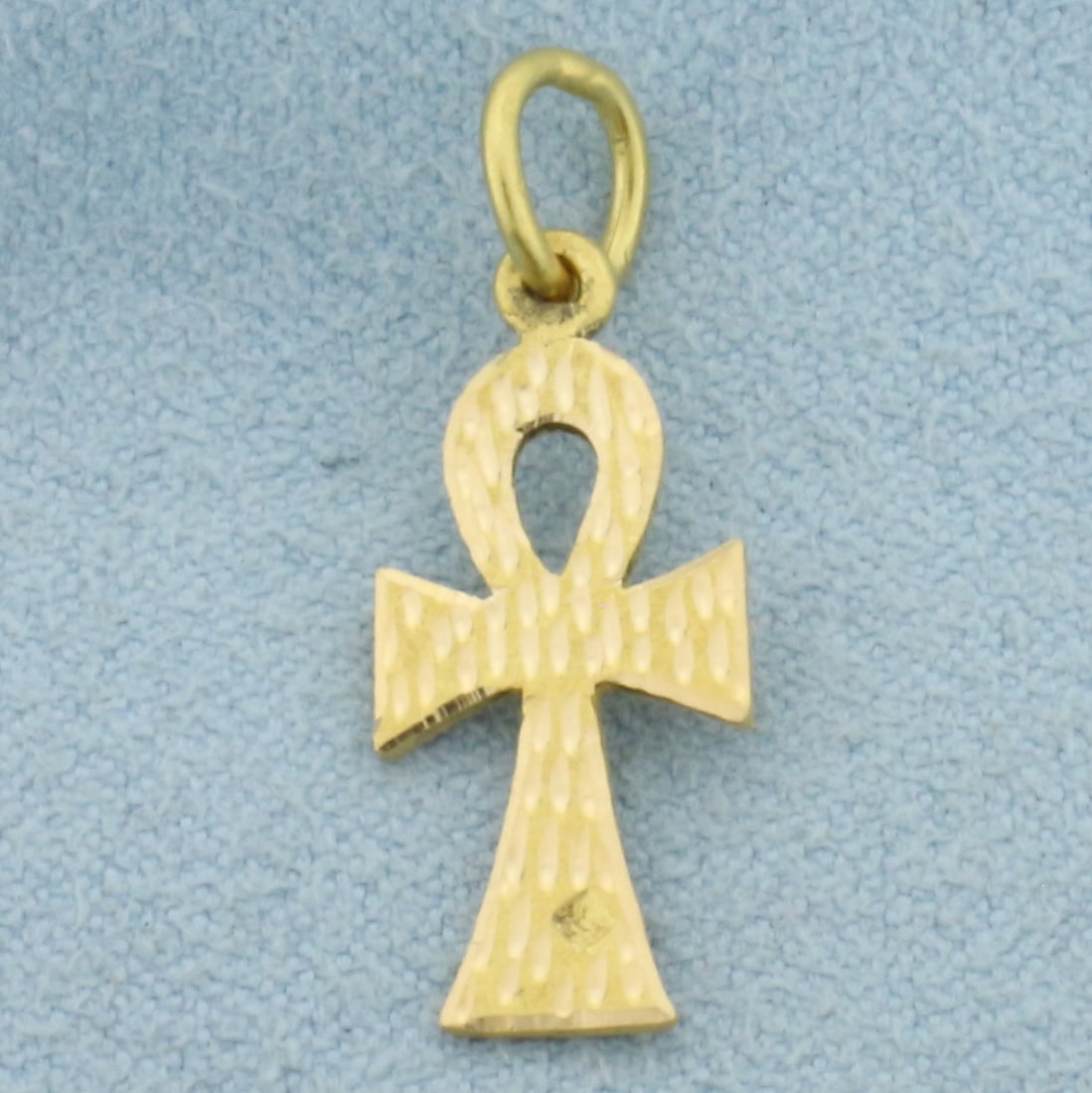 Diamond Cut Egyptian Ankh Pendant or Charm in 18k Yellow Gold (1 of 2)