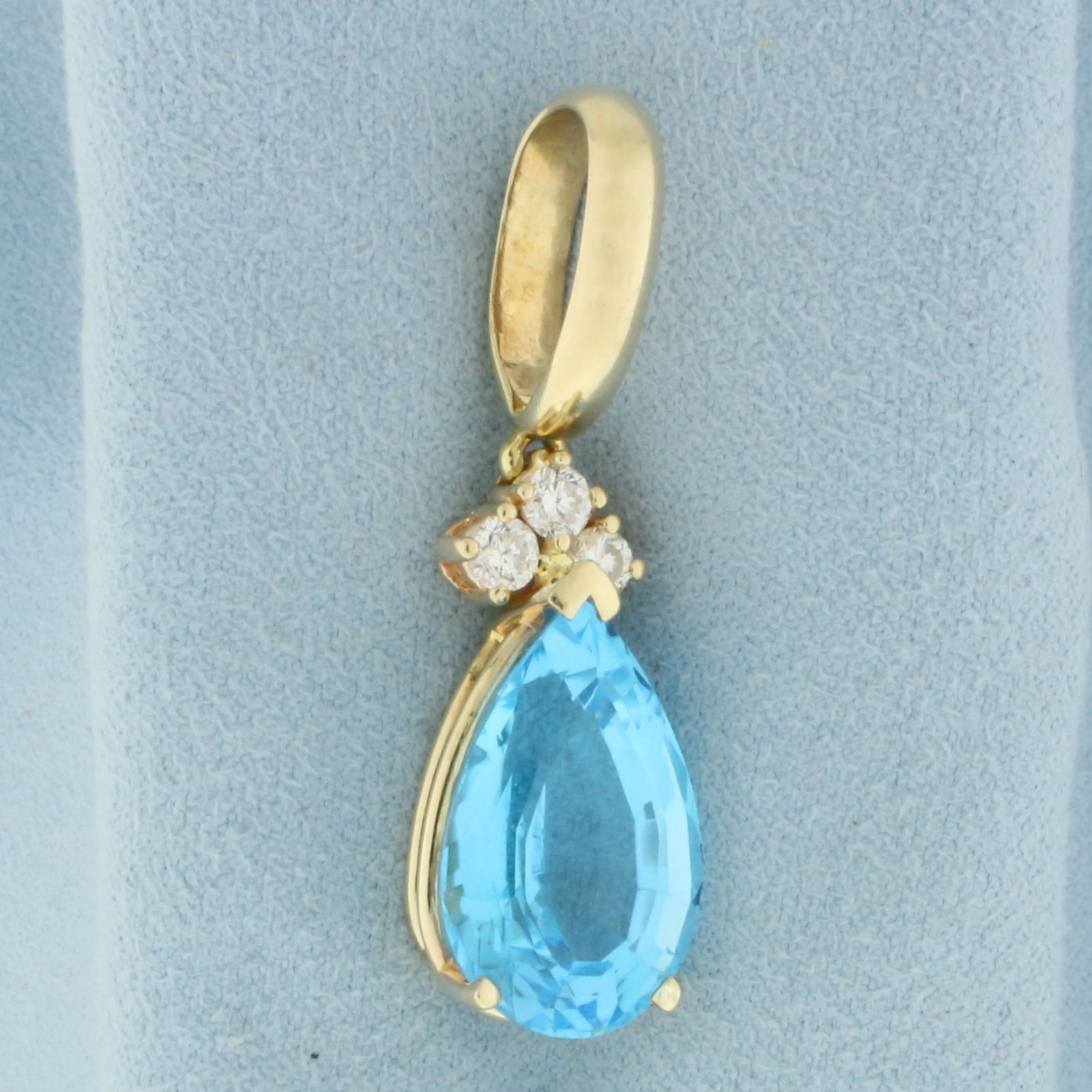 15ct Large Swiss Blue and Diamond Pendant in 14k Yellow Gold (1 of 3)