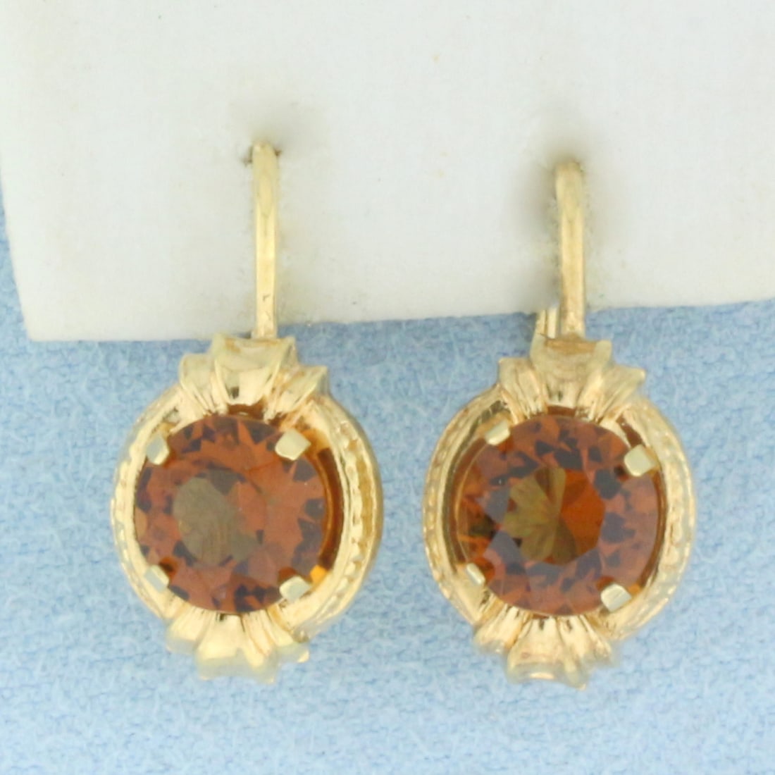 Italian Spessartine Gemstone Drop Earrings in 18k Yellow Gold (1 of 2)