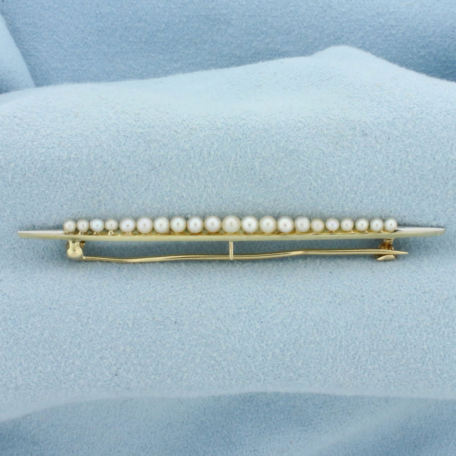Vintage Seed Pearl Pin Brooch in 14k Yellow Gold (1 of 2)