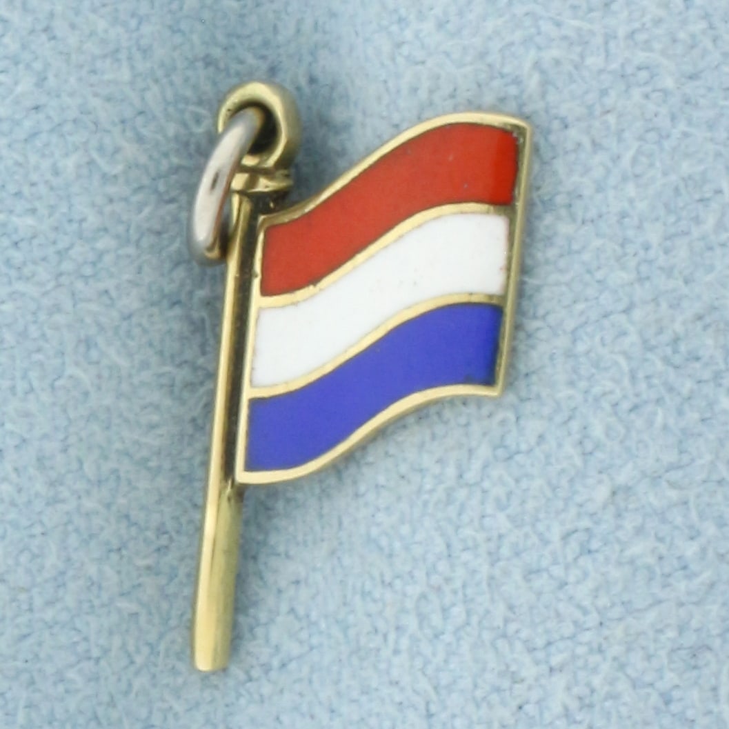 Netherlands Flag Charm in 14k Yellow Gold (1 of 2)