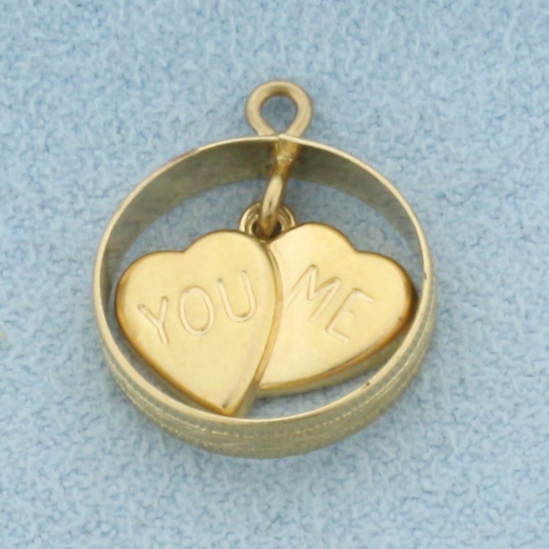 "You Me" Swinging Heart Charm in 14k Yellow Gold (1 of 2)