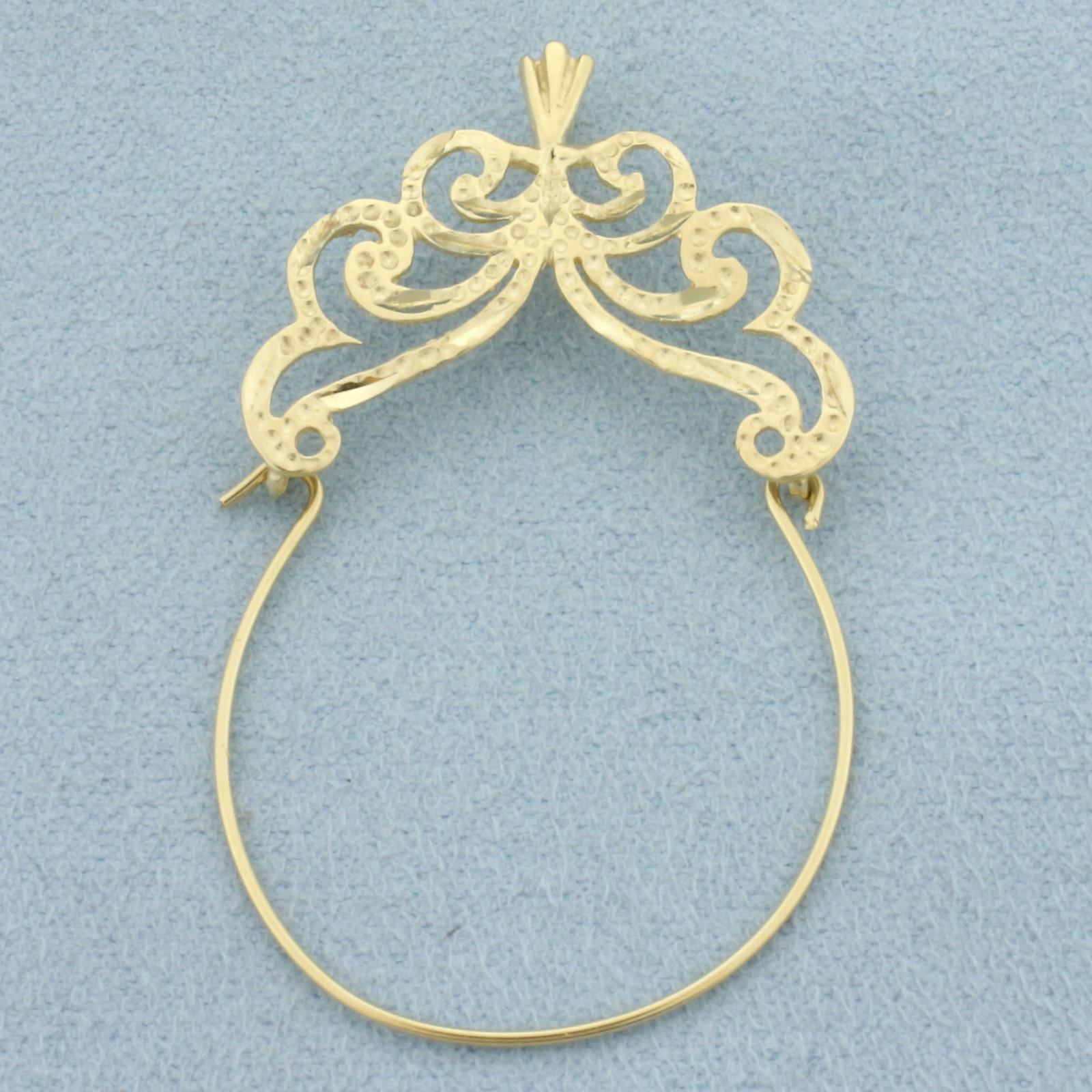 Diamond Cut Charm Holder Pendant in 14k Yellow Gold (1 of 2)