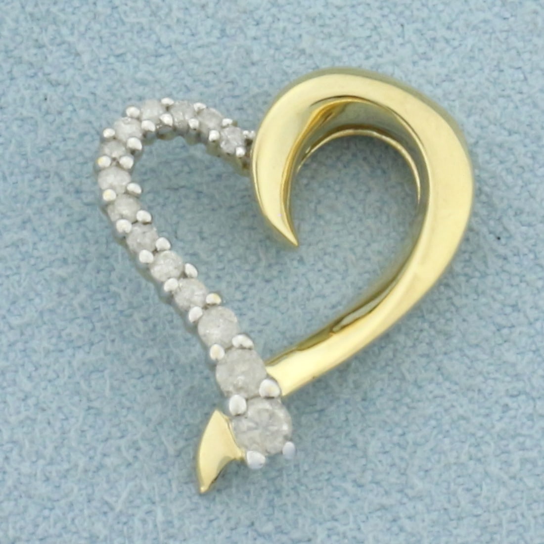 Diamond Heart Pendant or Slide in 10k Yellow Gold (1 of 2)