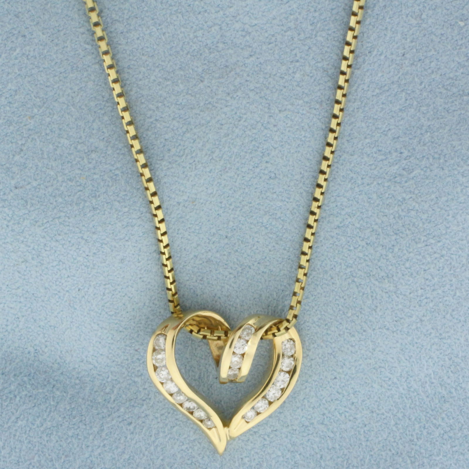 Italian Diamond Heart Necklace in 14k Yellow Gold (1 of 2)