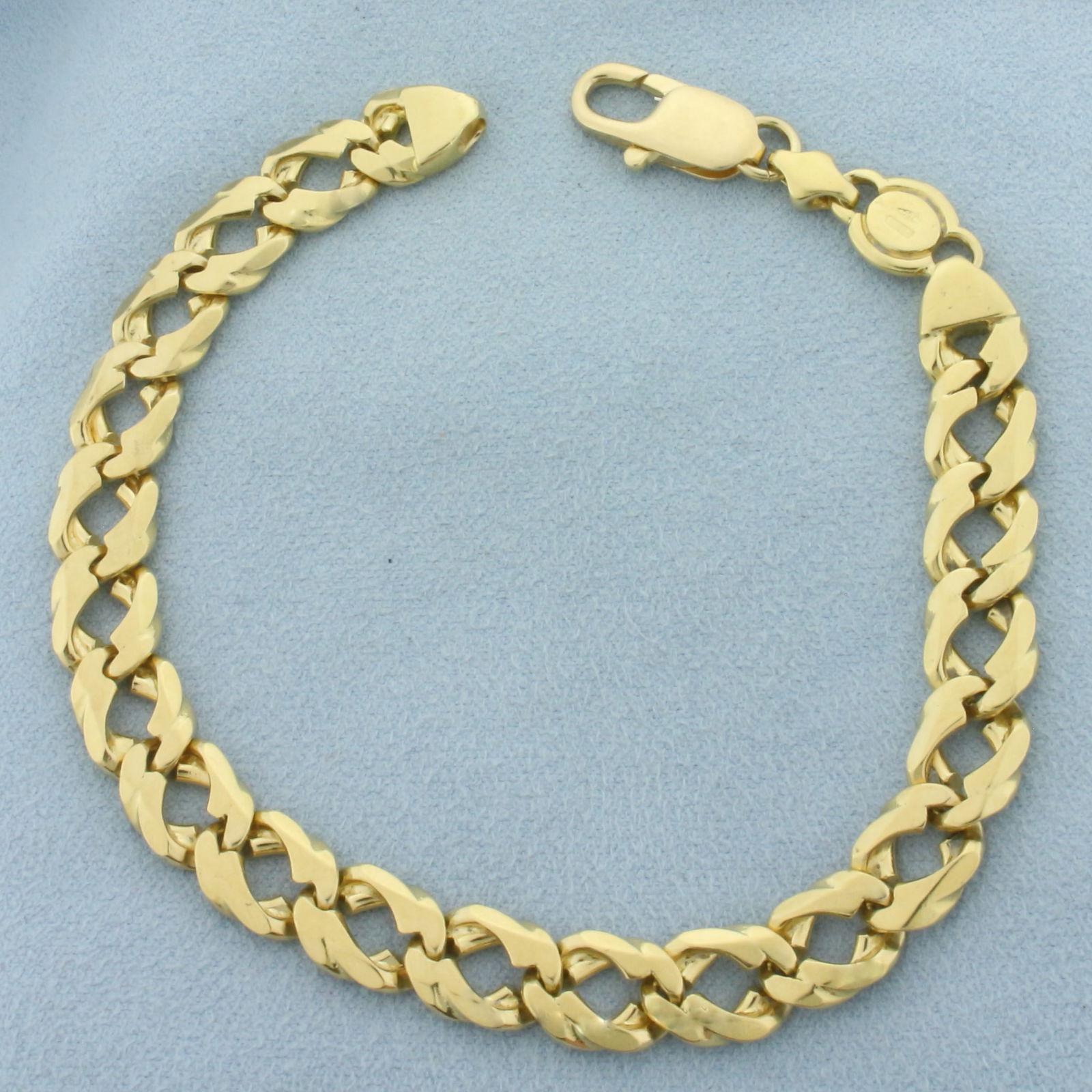 Mens Italian Designer Curb Link Bracelet in 18k Yellow Gold (1 of 2)