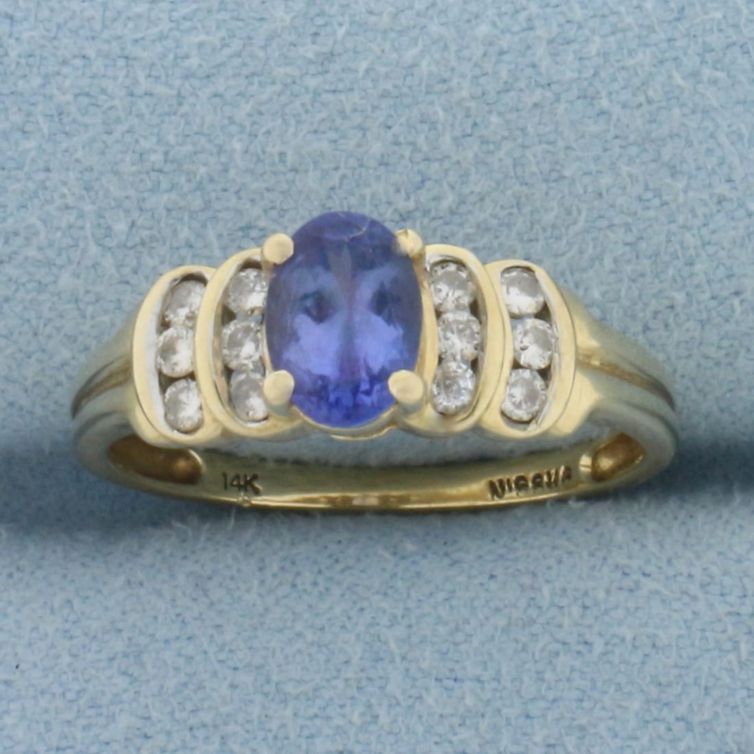 Natural Sapphire and Diamond Ring in 14k Yellow Gold (1 of 4)