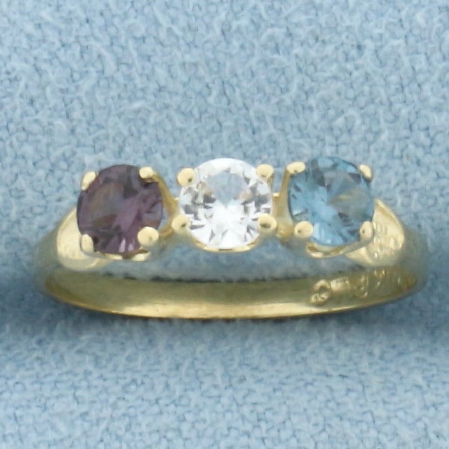 Rainbow Topaz Childs Heart Ring in 10k Yellow Gold (1 of 4)