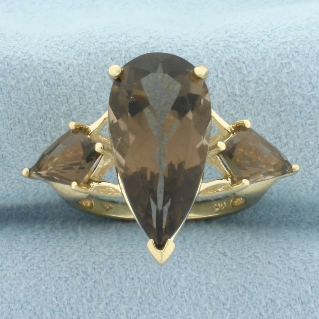 Brazilian Smoky Quartz 3-Stone Ring in 14k Yellow Gold (1 of 6)