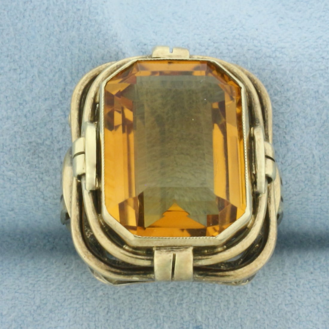 Vintage Wirework Citrine Statement Ring in 14k Yellow Gold (1 of 4)